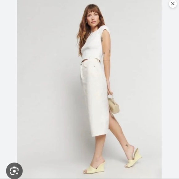 Reformation Cream Midi Skirt - Picture 2 of 5